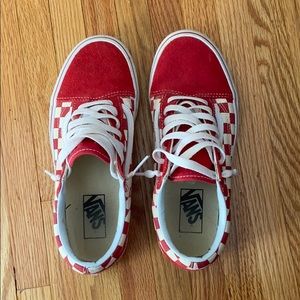 Red and white checkered vans